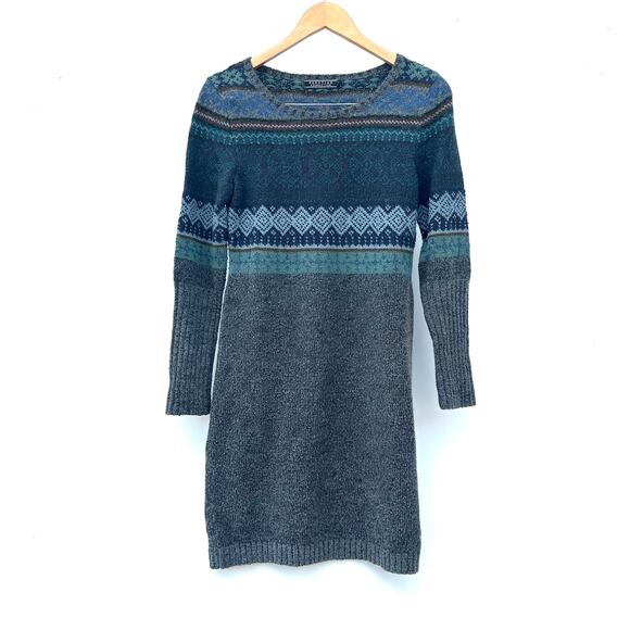 Peruvian Connection Knit Long Sleeve Dress Wool Alpaca Pima Cotton XS Fair Isle - Picture 2 of 10